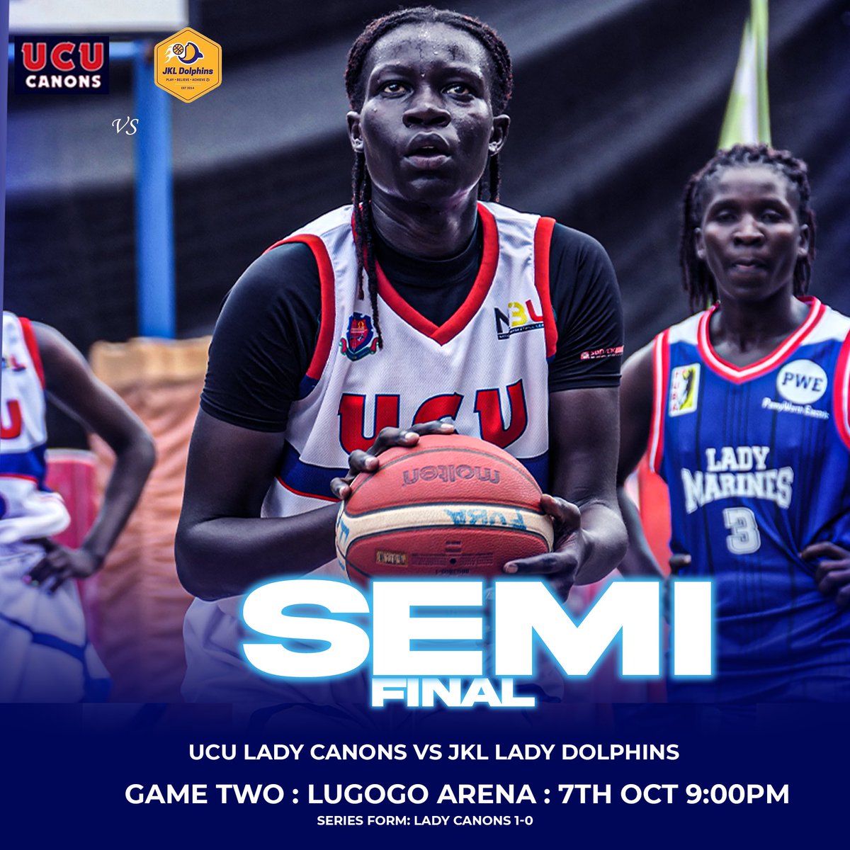 𝐆𝐀𝐌𝐄 𝐃𝐀𝐘! 🏀⚪️

Weather……? What weather? Tonight, the UCU Lady Canons take on @JKLDolphins in Game 2 of the best-of-5 Semifinal series.  
Let’s go harder! 💪🏽 
UCU 1-0 Dolphins 
📸 <a href="/ninyeMichael/">Michael Ainomugisha</a> 
🔵 #LadyCanonsNation