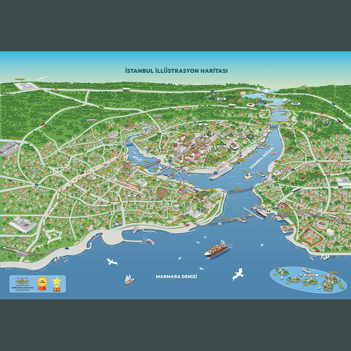 🌟İstanbul’un Ruhu Artık Bir Haritada!
AnimaTürk Animasyon’un 25 yıllık deneyimiyle hazırlanan el çizimi İstanbul İllüstrasyon Haritası, 200’e yakın tarihi ve turistik noktayı gözler önüne seriyor

50x70 cm büyük boy
170 gr mat kuşe kâğıt
Tamamen el çizimi, koleksiyonluk tasarım