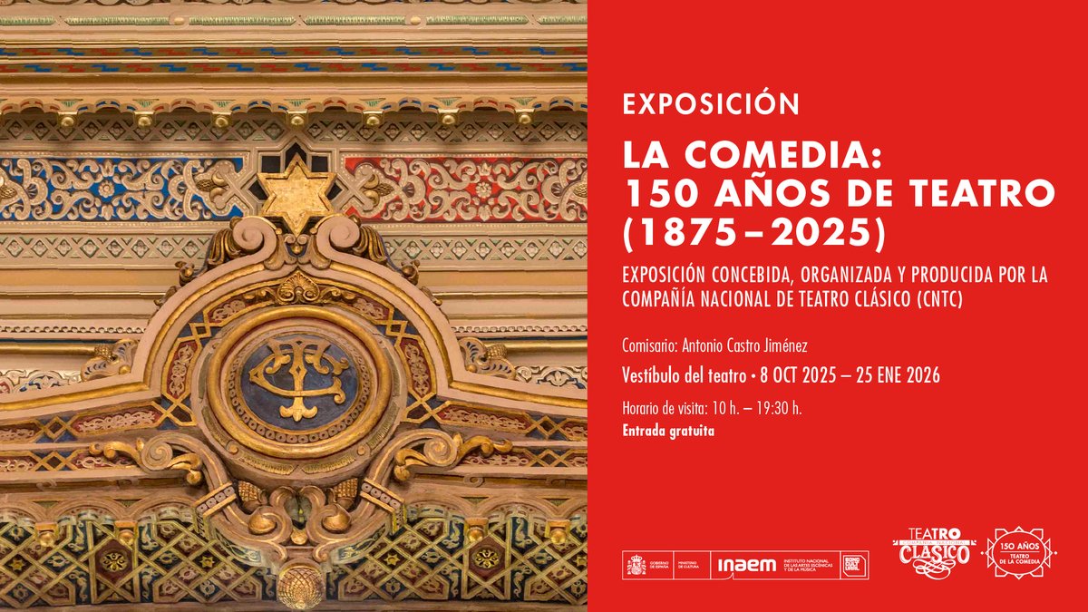 TEATROCLASICO's tweet image. 🏛️ El Teatro de la Comedia celebra siglo y medio de vida con una exposición que recorre la historia del teatro desde el XIX hasta el siglo XXI.

📍Vestíbulo del Teatro de la Comedia
🎟️ Entrada gratuita
🎭 Más información en: teatroclasico.inaem.gob.es/2025/06/10/150…