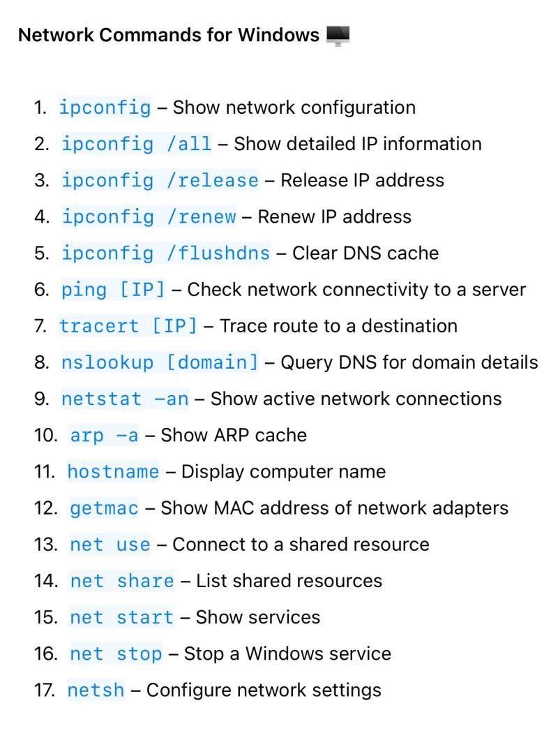 Network Commands for Windows