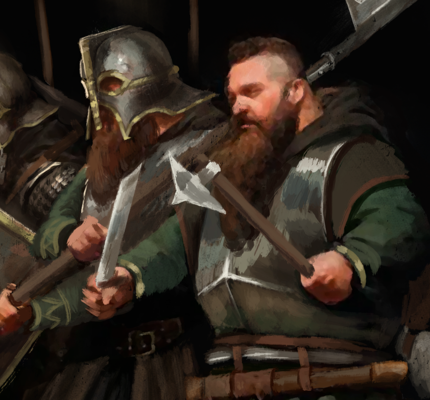 WIP A dwarf with an axe and a seax looking forward to meet his enemy with the utmost kindness