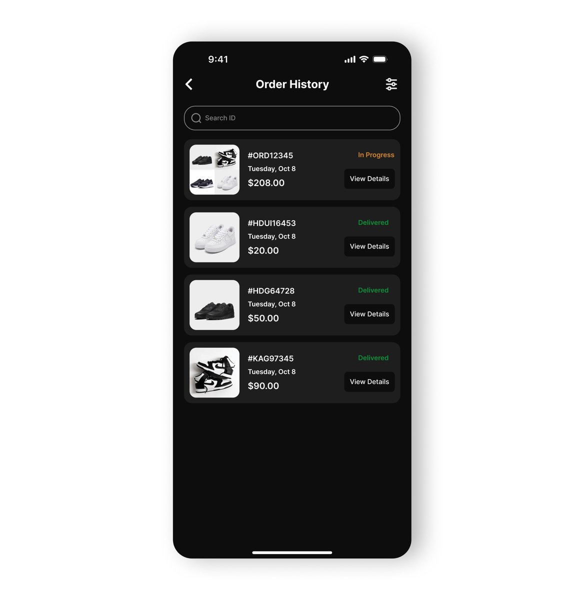 emmanuelbuilds_'s tweet photo. Day 7 of my #30DaysOfDesign 📦
Today's task: Order History Screen
I designed a simple and organized way for users to view all their past and current orders, with clear status tags, easy tracking, and a View Details button for quick access
#UIDesign #UXDesign #OrderHistory @Nike https://t.co/YPz45pfUqJ