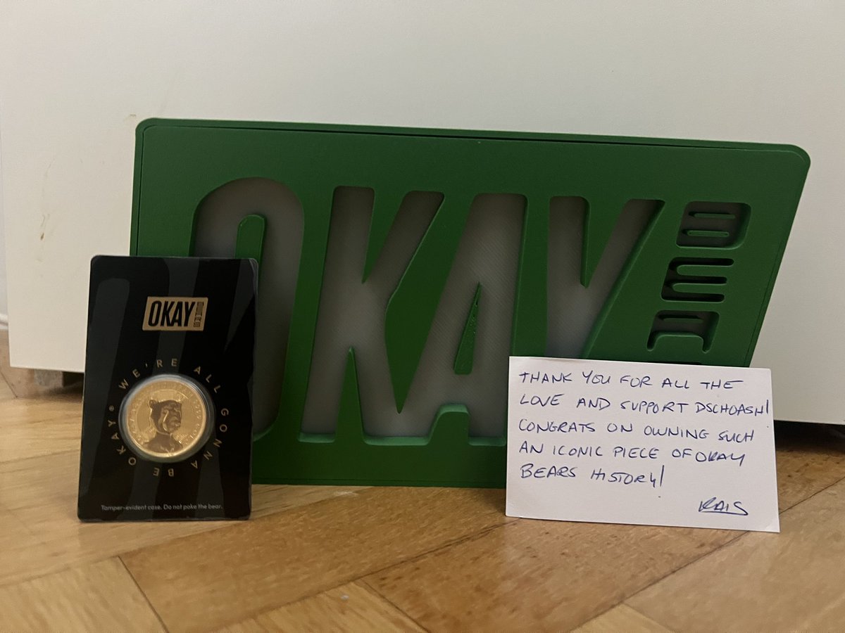 dschoasch (33.3%) (@dschoasch) on Twitter photo Received my 10g goldcoin from <a href="/okaybears/">Okay Bears</a>.
Proud to back a team that’s bringing hope and joy to reallife communities that need it the most.
Grateful to be a part of the journey - WE'RE ALL GONNA BE OKAY 👌
wagbo! Received my 10g goldcoin from <a href="/okaybears/">Okay Bears</a>.
Proud to back a team that’s bringing hope and joy to reallife communities that need it the most.
Grateful to be a part of the journey - WE'RE ALL GONNA BE OKAY 👌
wagbo!