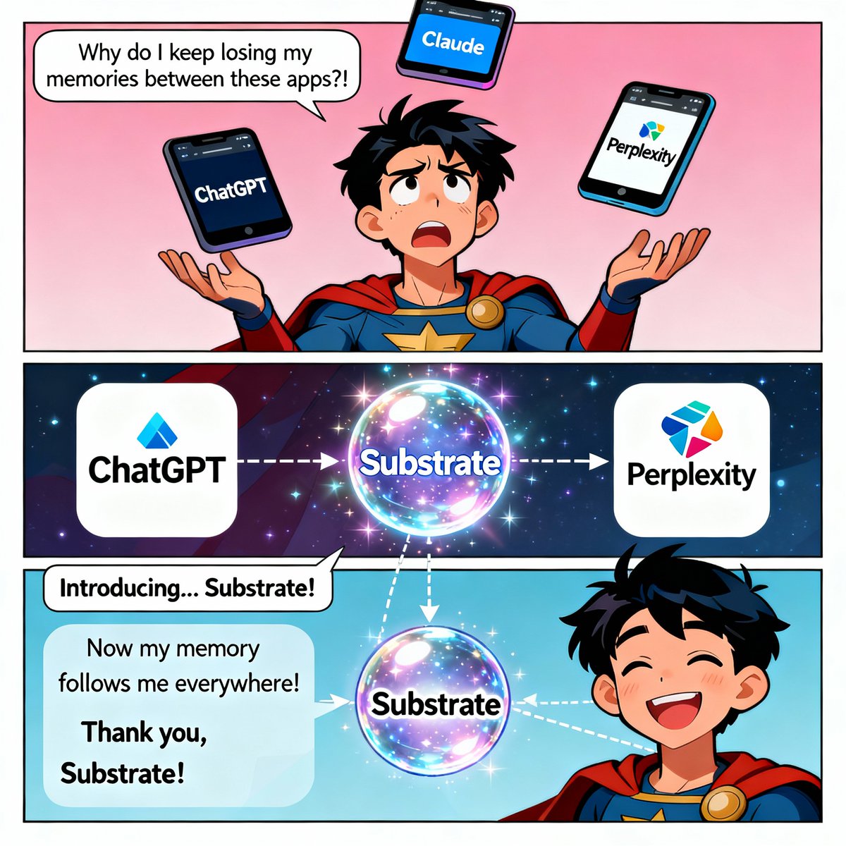 hermes_seal's tweet image. Never lose your memory across AI apps again: Substrate keeps ChatGPT, Claude, Perplexity and all others connected wherever you go!

Check out @substrateco now!