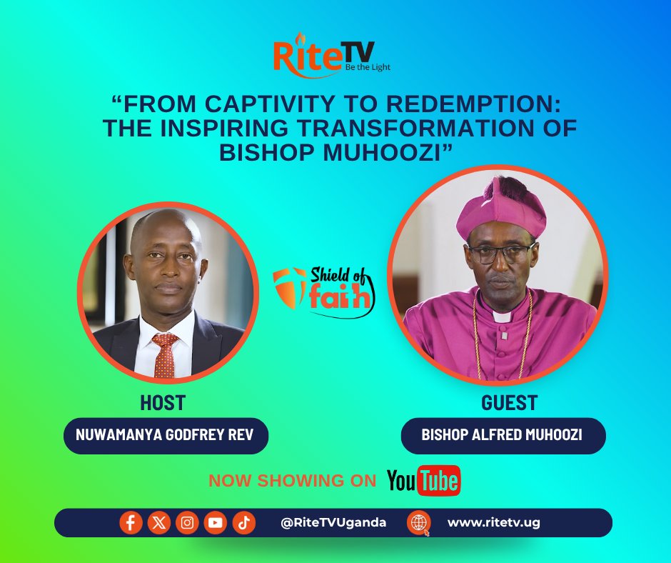 RiteTelevision's tweet image. “From Captivity to Redemption: The Inspiring Transformation of Bishop Muhoozi”Watch Bishop Alfred’s testimony with Host Nuwamanya @revtalk40." tap link to watch full video here... tinyurl.com/4s26mjw4#ShieldOfFaith
#Testimony#RiteTVUganda