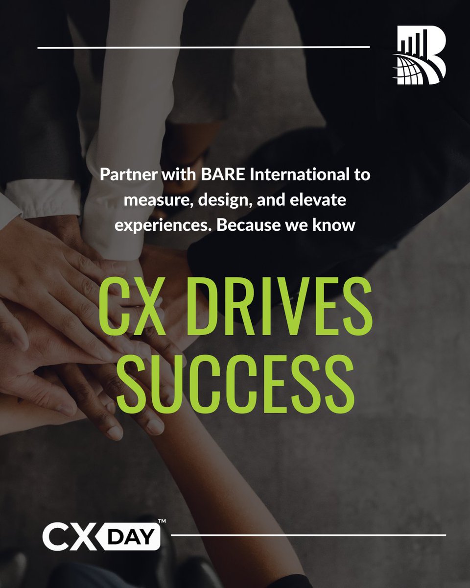 Exceptional experiences build enduring success — and that’s what we’re all about at BARE International. 💡
This #CXDay, we celebrate the insights that power loyalty, growth, and trust. 🚀

#CXDay #CustomerExperience #BAREInternational #CXInsights