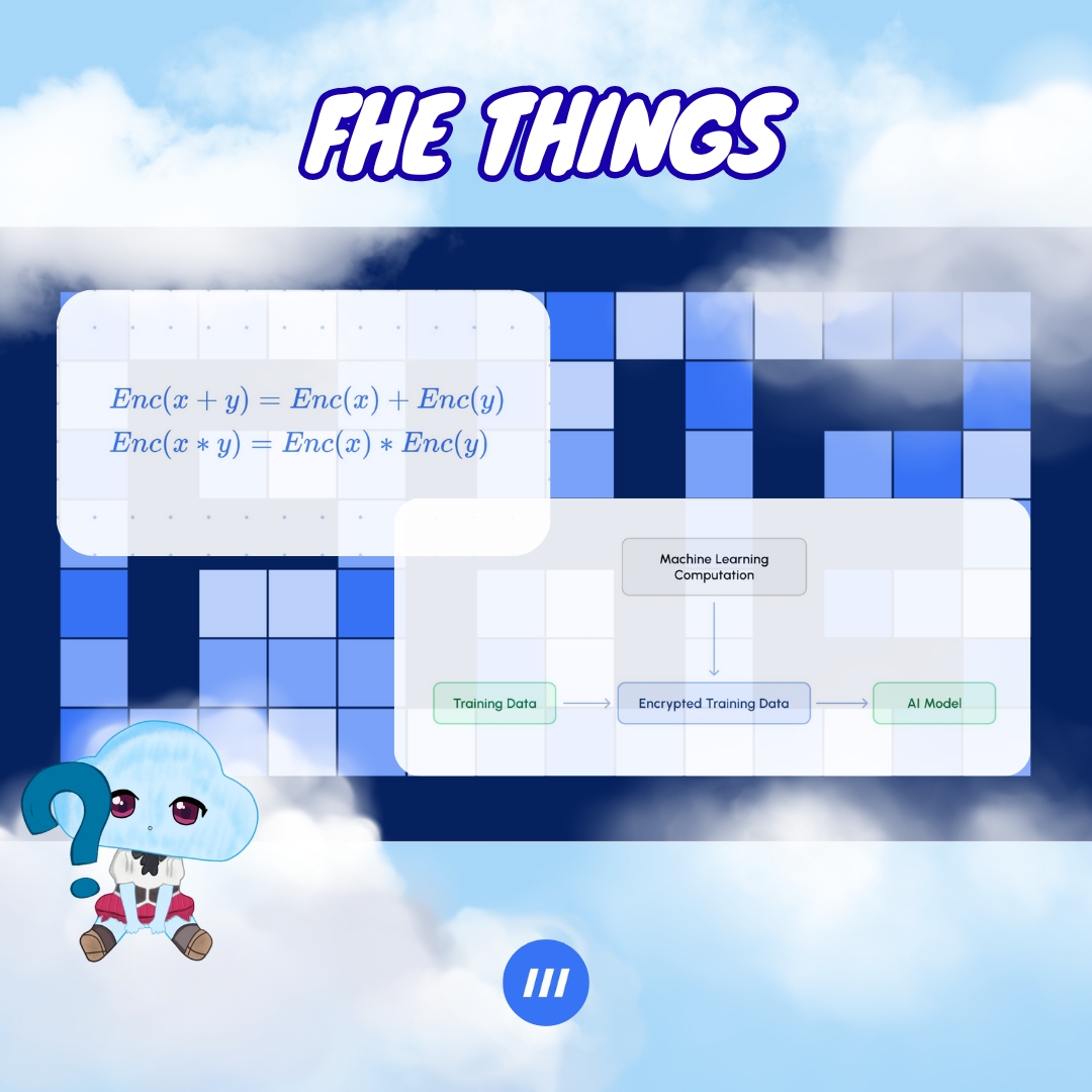 Since I discussed TEEs a few days ago, now I will discuss FHE because it is one of the main things that  needs in the encryption process

So, FHE (Fully Homomorphic Encryption) is an advanced encryption technique that lets you perform computations (like adding or multiplying)