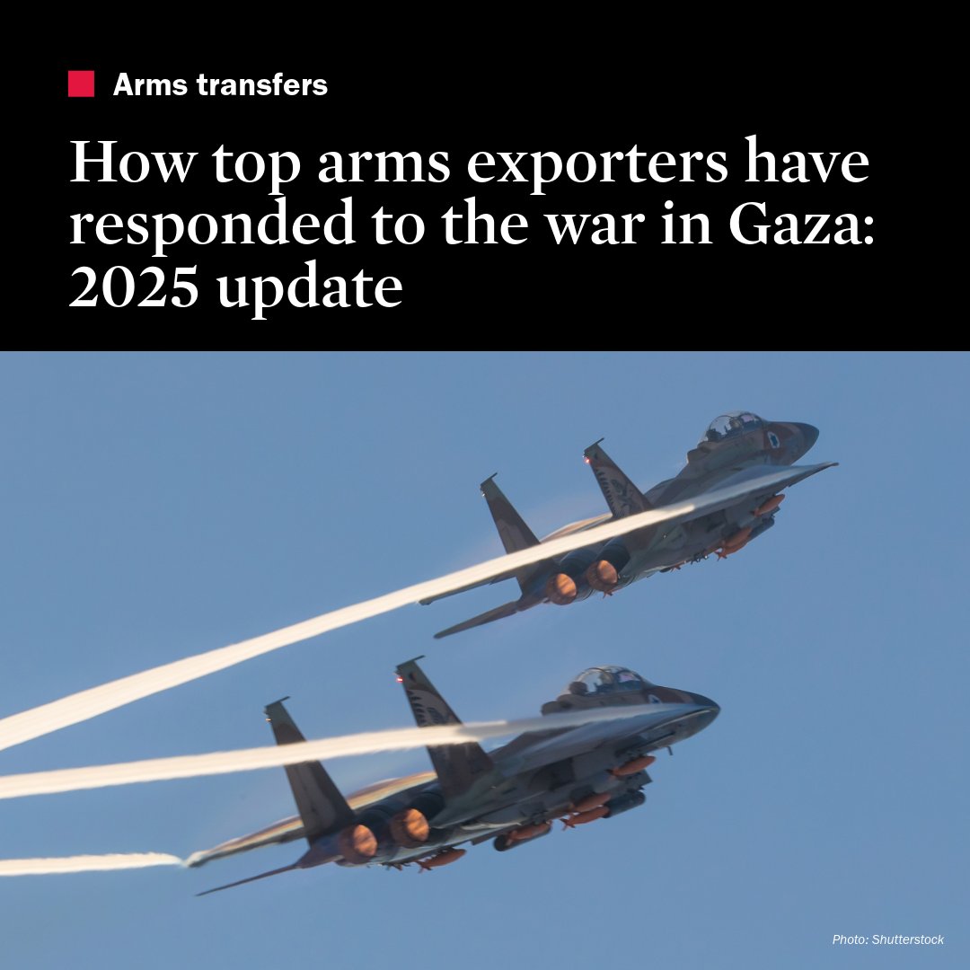 SIPRIorg's tweet image. Following the Hamas-led attack on #Israel on 7 Oct 2023, Israel launched a military campaign in #Gaza. This military campaign has continued, with little interruption, for the past two years.  
Using #SIPRI data, this backgrounder looks at how 6 of the top 10 exporters of major…