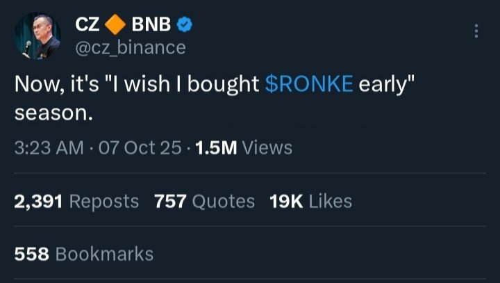 yaweh.ron (@0xyhwh) on Twitter photo A wise word from one of our early believers. 
Thanks CZ for always believing in $Ronke. 
Ronke shows people that having fun and being delusional at the same time makes magic. Ronke was left ded, then CTO comes in.
RKB! <a href="/RonkeOnRon/">Ronin Monke</a> <a href="/Ronin_Network/">Ronin</a> A wise word from one of our early believers. 
Thanks CZ for always believing in $Ronke. 
Ronke shows people that having fun and being delusional at the same time makes magic. Ronke was left ded, then CTO comes in.
RKB! <a href="/RonkeOnRon/">Ronin Monke</a> <a href="/Ronin_Network/">Ronin</a>