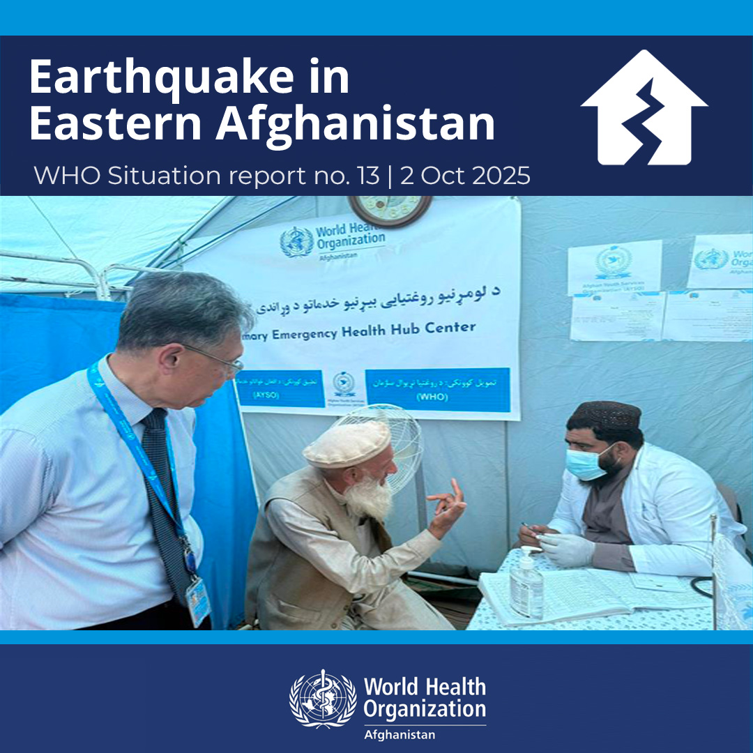 .<a href="/WHOAfghanistan/">WHO Afghanistan</a> has issued its 13th Situation Report on the devastating earthquake that struck eastern Afghanistan on 31 August 2025. The report provides a comprehensive overview of the health impact, response efforts, and urgent needs in the affected areas.
Access the full