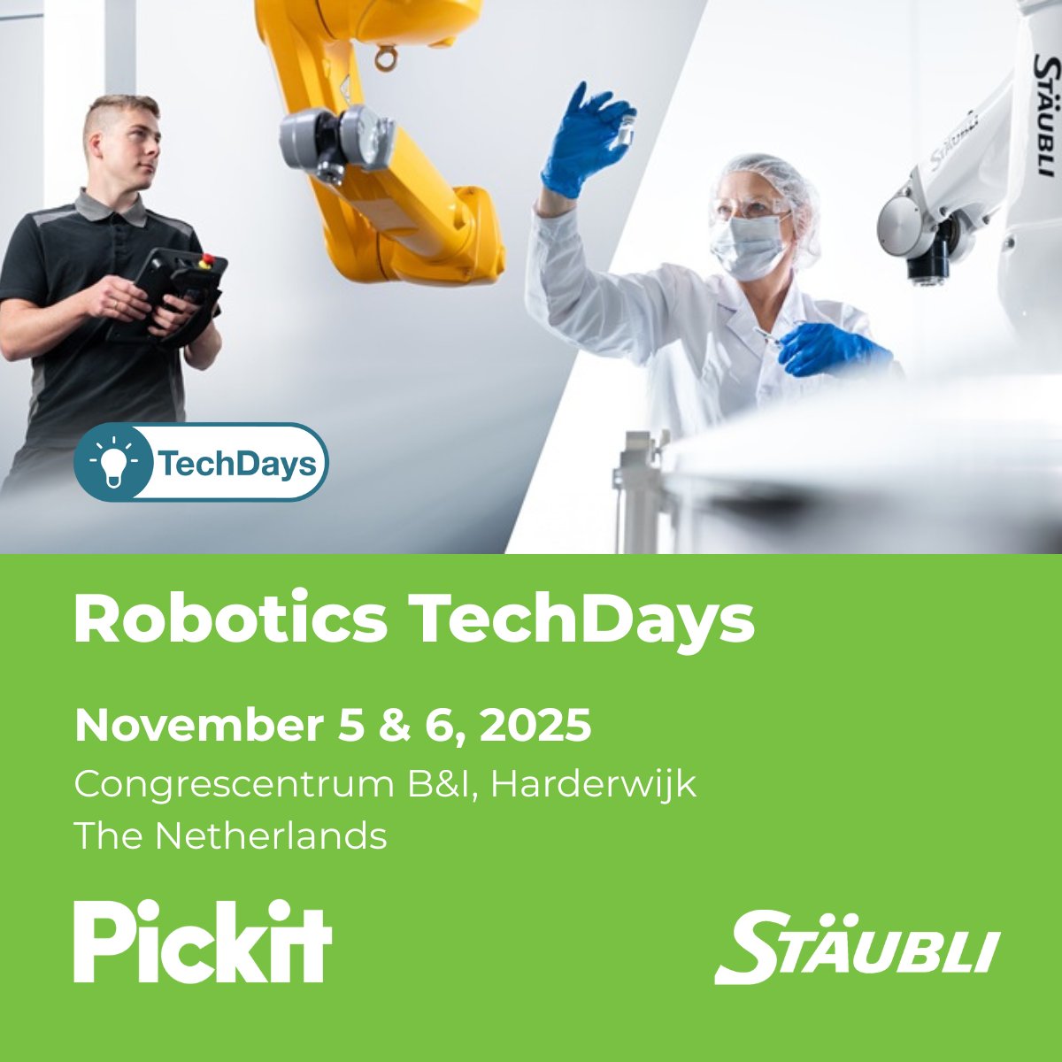 Discover the fastest path to flexible automation! ⏩
Join Pickit 3D at the 6th Stäubli Robotics TechDays.
🔗 Program &amp; registration: staubli.com/be/en/news/loc…

#Staubli #RoboticsTechDays #3DRobotVision #Automation #Industry40 #SmartManufacturing