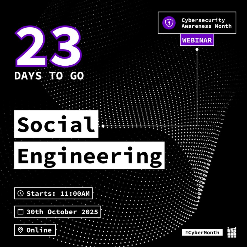 dyicta's tweet photo. ⚡ 23 Days Until Our Cybersecurity Webinar! ⚡

Cybercriminals are evolving, but their favorite trick hasn’t changed: exploiting human trust. This October we are spotlighting Social Engineering.

💻 Reserve your free seat: https://t.co/UDloD5kl7O https://t.co/S6FMsKxCdO