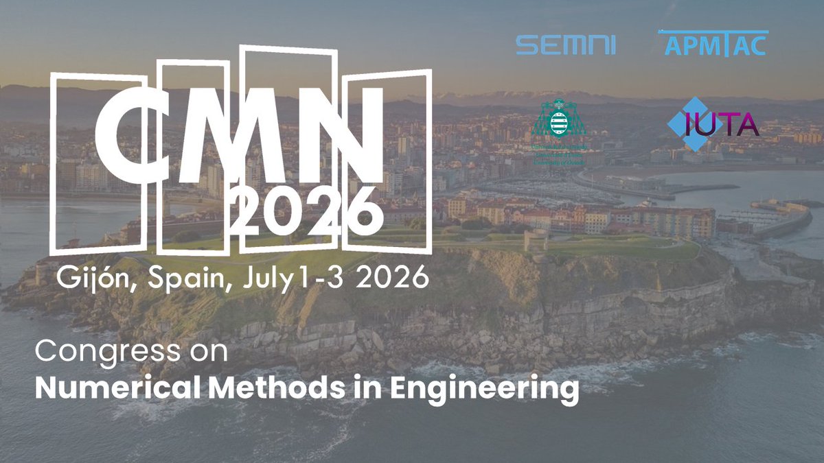 ⏳ Last days to submit your session proposal for the Conference in Numerical Methods 2026 in Xixón! Shape the scientific program of the leading congress on numerical methods in engineering.

🟠 Deadline: October 10.

cmn2026.semni.org