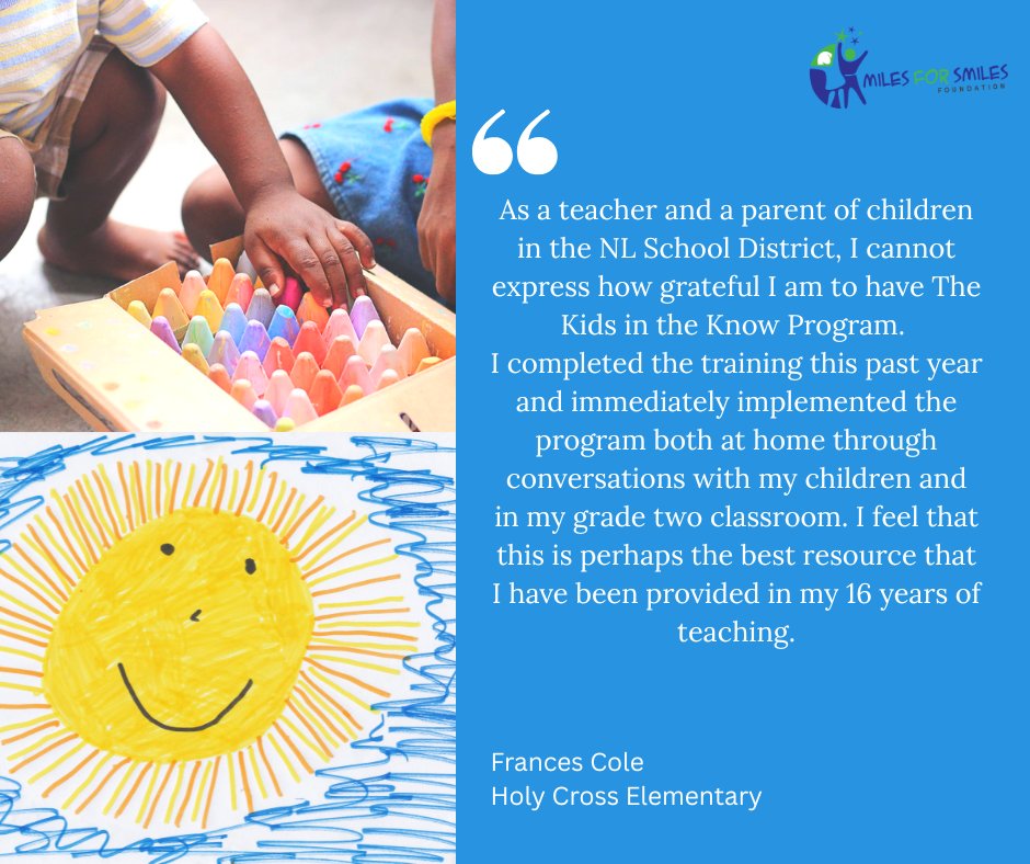 Thank you, Ms. Cole, for the wonderful feedback. You are changing lives. <a href="/miles4smilesNL/">M4S</a>
#childabusepreventionmonth #bodysafetyNL