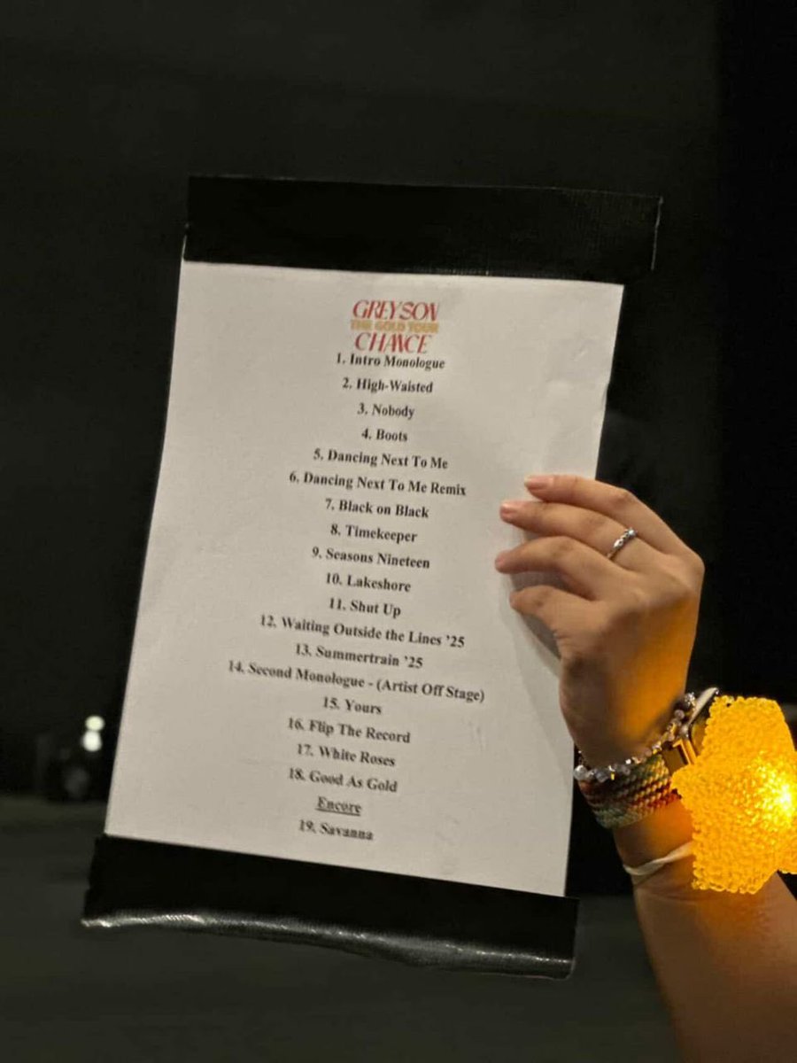 GreysonCrewID's tweet photo. The Gold Tour Setlist Shanghai https://t.co/sfNixH8NTw