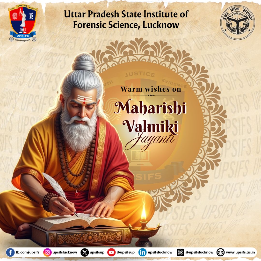UPSIFS (@upsifsup) on Twitter photo On this auspicious occasion of Maharishi Valmiki Jayanti, we honour the great sage whose wisdom and teachings continue to inspire humanity. Let’s celebrate the eternal light of knowledge, truth, and virtue that guides generations.
<a href="/GoswamiGK2025/">Dr GK Goswami IPS</a> <a href="/Uppolice/">UP POLICE</a> <a href="/UPGovt/">Government of UP</a> <a href="/CMOfficeUP/">CM Office, GoUP</a> On this auspicious occasion of Maharishi Valmiki Jayanti, we honour the great sage whose wisdom and teachings continue to inspire humanity. Let’s celebrate the eternal light of knowledge, truth, and virtue that guides generations.
<a href="/GoswamiGK2025/">Dr GK Goswami IPS</a> <a href="/Uppolice/">UP POLICE</a> <a href="/UPGovt/">Government of UP</a> <a href="/CMOfficeUP/">CM Office, GoUP</a>