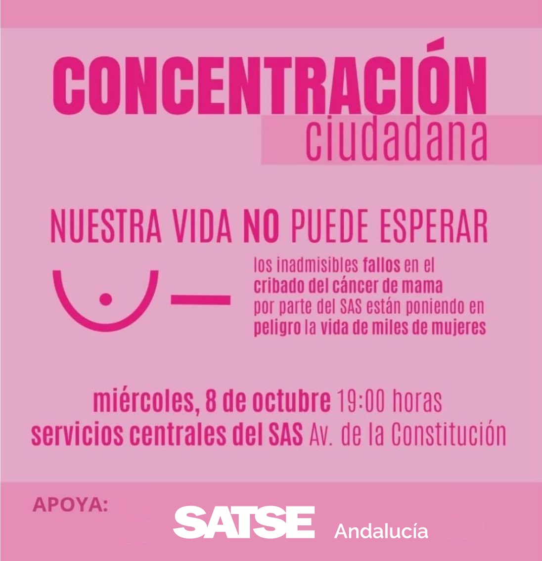 🪧 #SATSE apoya la concentración ciudadana por la nefasta gestión del cribado del cáncer de mama en #Andalucía
📢 Exigimos transparencia, depurar responsabilidades e implementar medidas urgentes para garantizar una #SanidadPública de calidad
🔗Conoce más andalucia.satse.es/w/concentracio…