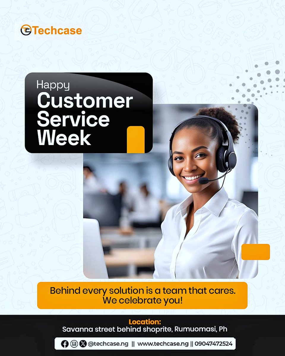 Techcase_ng's tweet image. Happy Customer Service Week! 💙
Our clients are the reason we keep pushing boundaries in technology and creativity.
Thank you for trusting Techcase as your reliable digital partner today and always.
#Techcase #CustomerServiceWeek #fyp #TrendingNow #viral #happycustomers