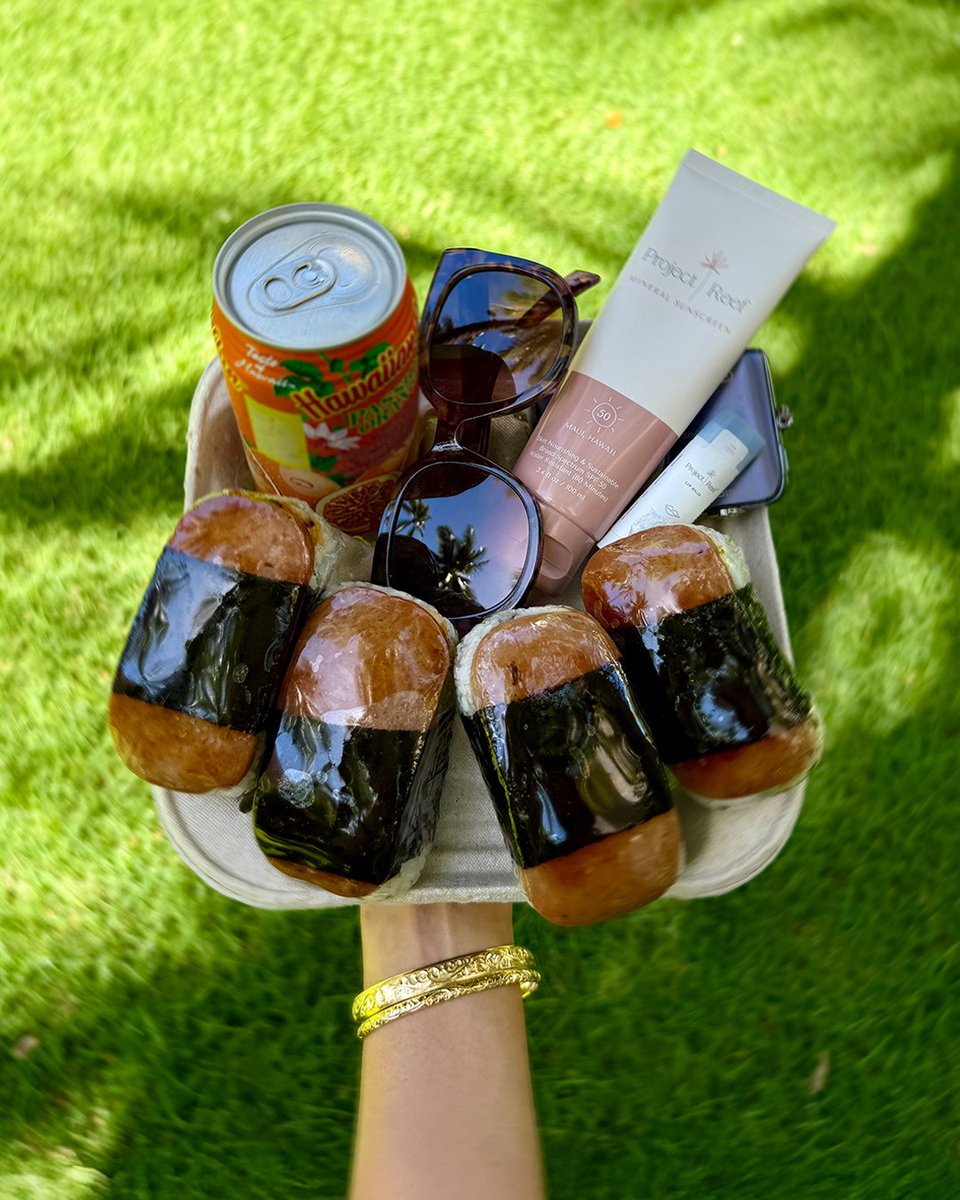 Your Oʻahu Monday mood: Hawaiian Sun + Spam Musubi. ☀️ Plan your escape now—bliss is calling! P.S. Don't forget the reef-safe sunscreen. 😉 #VisitOahu #SpamMusubi