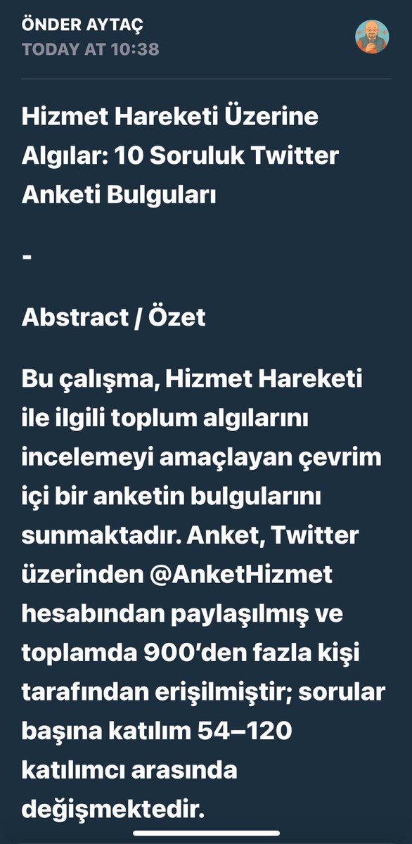 ‼️ 🚨YENİ MAKALEM ⏰🔔
-
Hizmet Hareketi Üzerine Algılar: 10 Soruluk Twitter Anketi Bulguları
-
⬇️
 open.substack.com/pub/dusunceato…