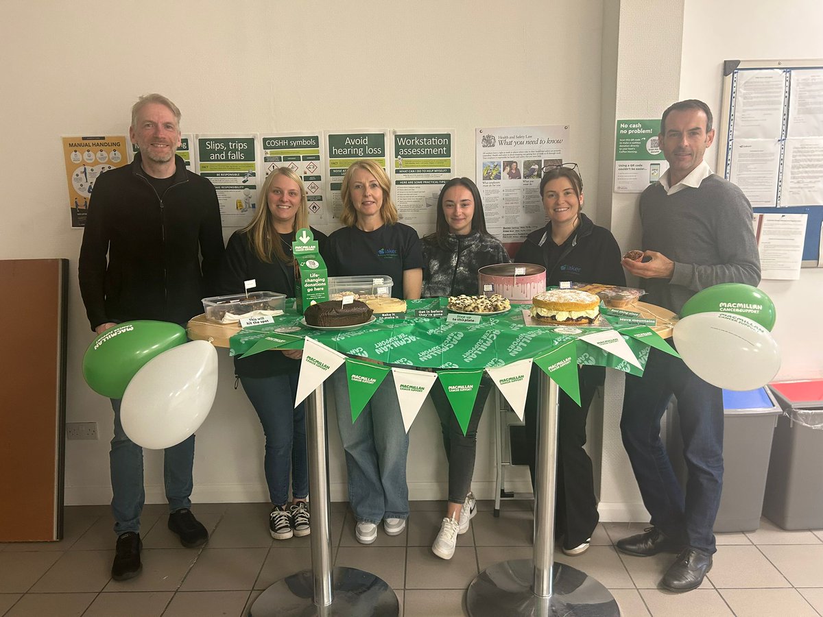 LakerBMSLtd's tweet photo. Laker staff in Birmingham hosted a Macmillan Coffee Morning on 3 Oct, raising £115 for those affected by cancer. Big thanks to organiser Becky Doherty! Congrats to Ade Reilly (Best Bake) and Stuart Woodward (Guessing Game). A brilliant turnout and a great cause! 🎉☕🍰 https://t.co/GIt8Gq23o1