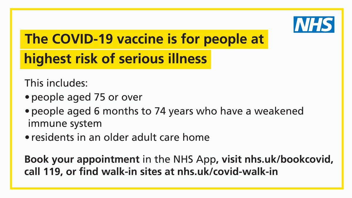 Have you booked your free NHS COVID-19 vaccination? 
Check if you’re eligible and book online or on the NHS App.
orlo.uk/V9ivh