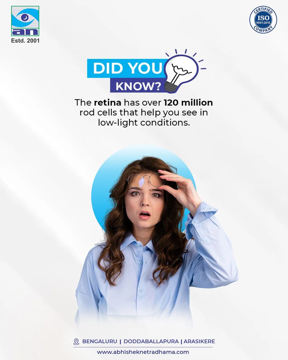 Your eyes are incredible! 🌙 The retina has over 120 million rod cells that help you see in the dark. Amazing, right?

📞+91 77957 15203
🌐 abhisheknethradhama.com

#abhisheknethradhama #HumanEye #VisionFacts  #FunFacts #EyeCare #StayCurious #eyecare #EyeSpecialist #EyeHospital