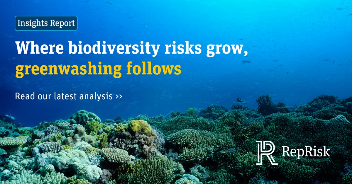 Now available: RepRisk's 4th annual greenwashing report has been published today. 

This year’s data reveals that incidents of greenwashing in relation to biodiversity have tripled.

Read the full report: reprisk.com/insights/repor…

#Greenwashing #Biodiversity #OperationalRisks