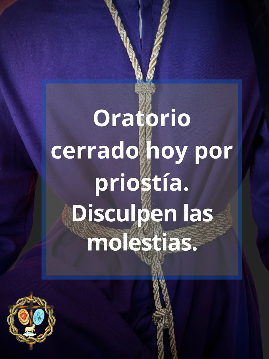 Caridad_Descons's tweet photo. 🙏 Oratorio Cerrado 🙏
Debido a las labores preparatorias del Rosario Vespertino, el Oratorio permanecerá cerrado. 
Rogamos disculpen las molestias.
.
.
.
#Oratorio #TiempoOrdinario #Caridad #CaridadyDesconsuelo #charitaschristiurgetnos #inillounounum #Desconsuelo #LosPrincipes https://t.co/JeCNmxCPV0