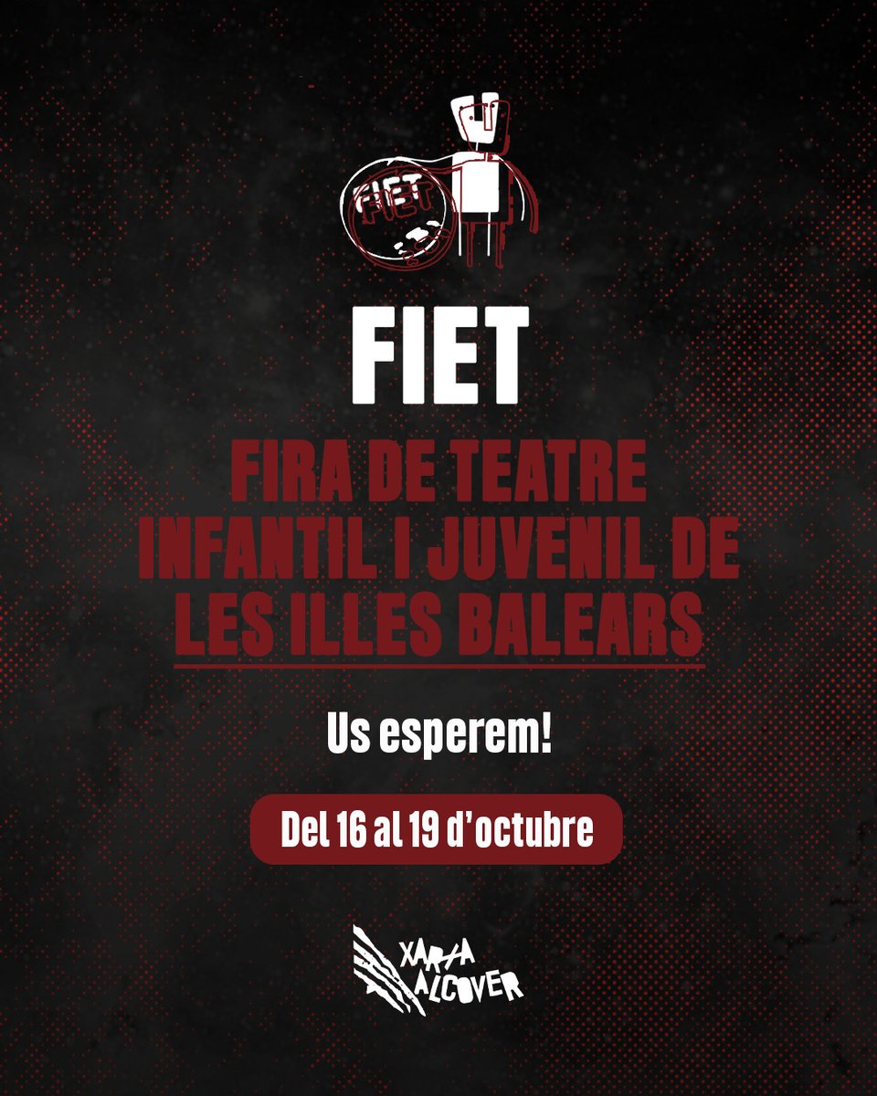 🎭La #XarxaAlcover torna a la #FIET!

Enguany hi entregarem el Premi Xarxa Alcover, 🏆 amb el qual seleccionarem un espectacle infantil/familiar per formar part del nostre CATÀLEG 26-27.

Una nova oportunitat per donar veu al talent de les #IllesBalears !  🤗