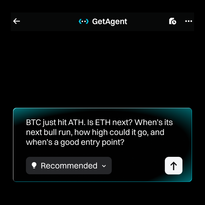 bitget's tweet photo. $BTC hit a new ATH — is $ETH next? 👀
When will its next bull run start, and how high can it go?
Let #GetAgent do the analysis for you.
#BestCryptoAI