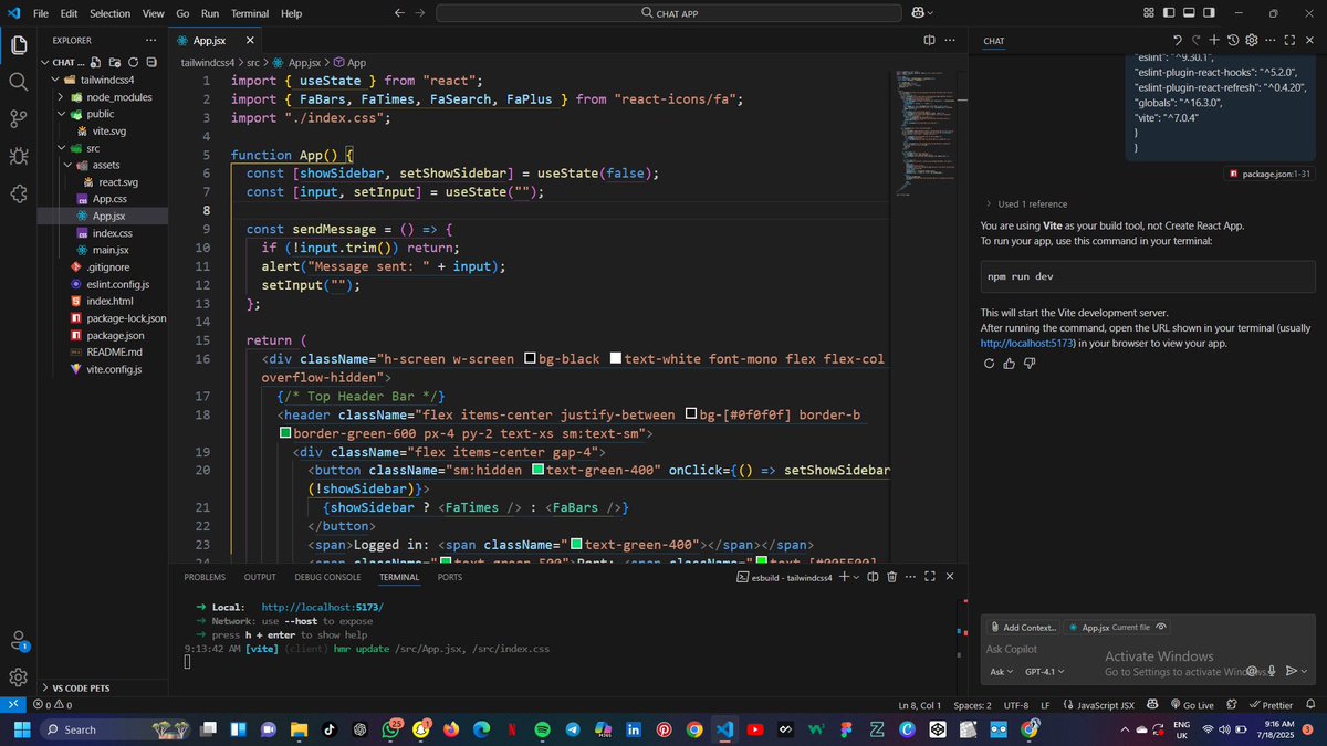 AJ_can_code's tweet image. Gm 
Tech stack: React + vite , Tailwind , GitHub copilot, ChatGPT 😂.. 
#devlife #techstack