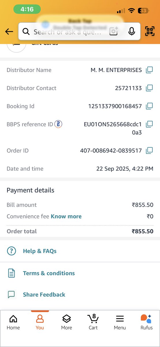 SurajRath16's tweet photo. I booked a cylinder on 22 Sept via @amazonIN  and even received booking ID &amp; OTP, but it’s still not showing in your system. I’ve called HP customer care multiple times and visited the distributor, yet no resolution. Plz fix this urgently.@HPGAS11 @hpgasservices @HPCL CN-649003 https://t.co/SCCiAttqN4