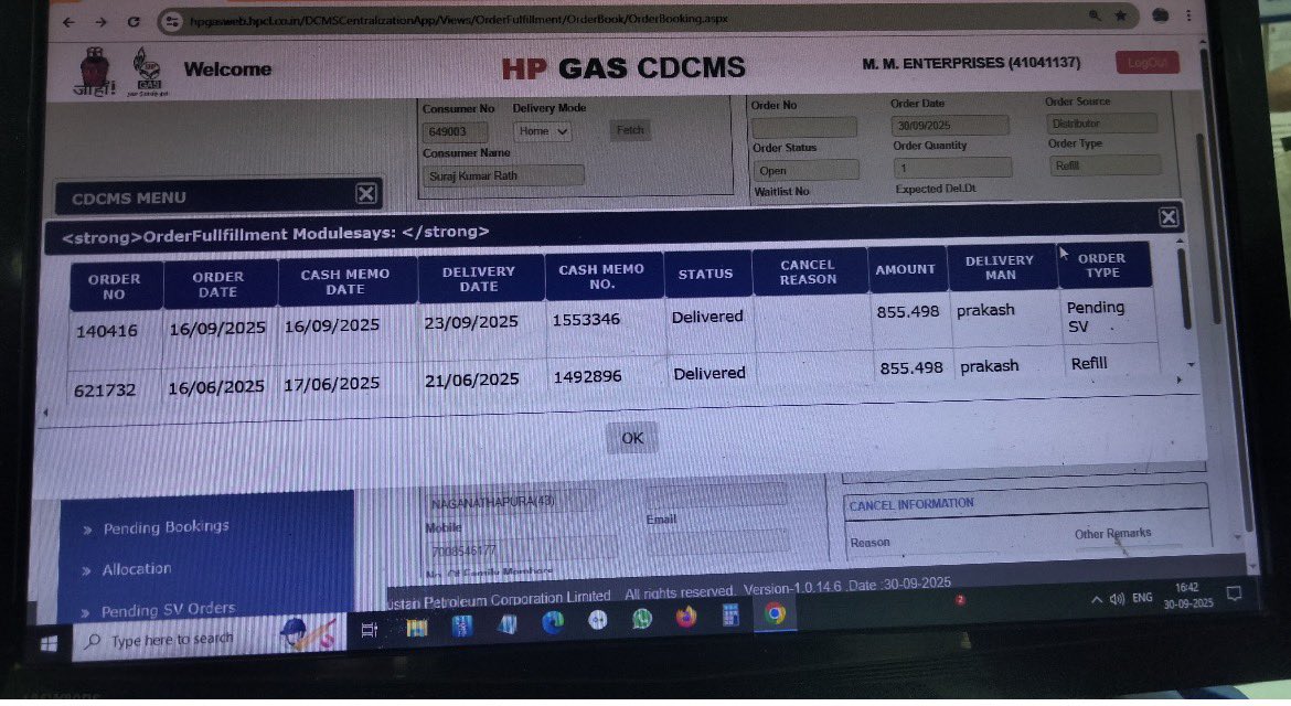 SurajRath16's tweet photo. I booked a cylinder on 22 Sept via @amazonIN  and even received booking ID &amp; OTP, but it’s still not showing in your system. I’ve called HP customer care multiple times and visited the distributor, yet no resolution. Plz fix this urgently.@HPGAS11 @hpgasservices @HPCL CN-649003 https://t.co/SCCiAttqN4