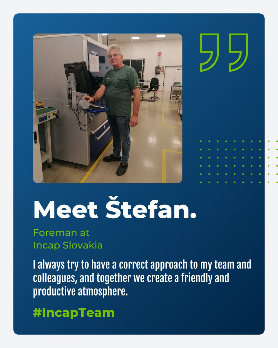 incap_group's tweet image. Meet Štefan Jagnesák – Foreman at #IncapSlovakia 👷♂️
At Incap, he leads his team with fairness and respect, creating a positive and supportive atmosphere where people enjoy working together. 🤝
👉 Read more about Štefan’s journey here: incapcorp.com/meet-the-team-…
#meettheteam