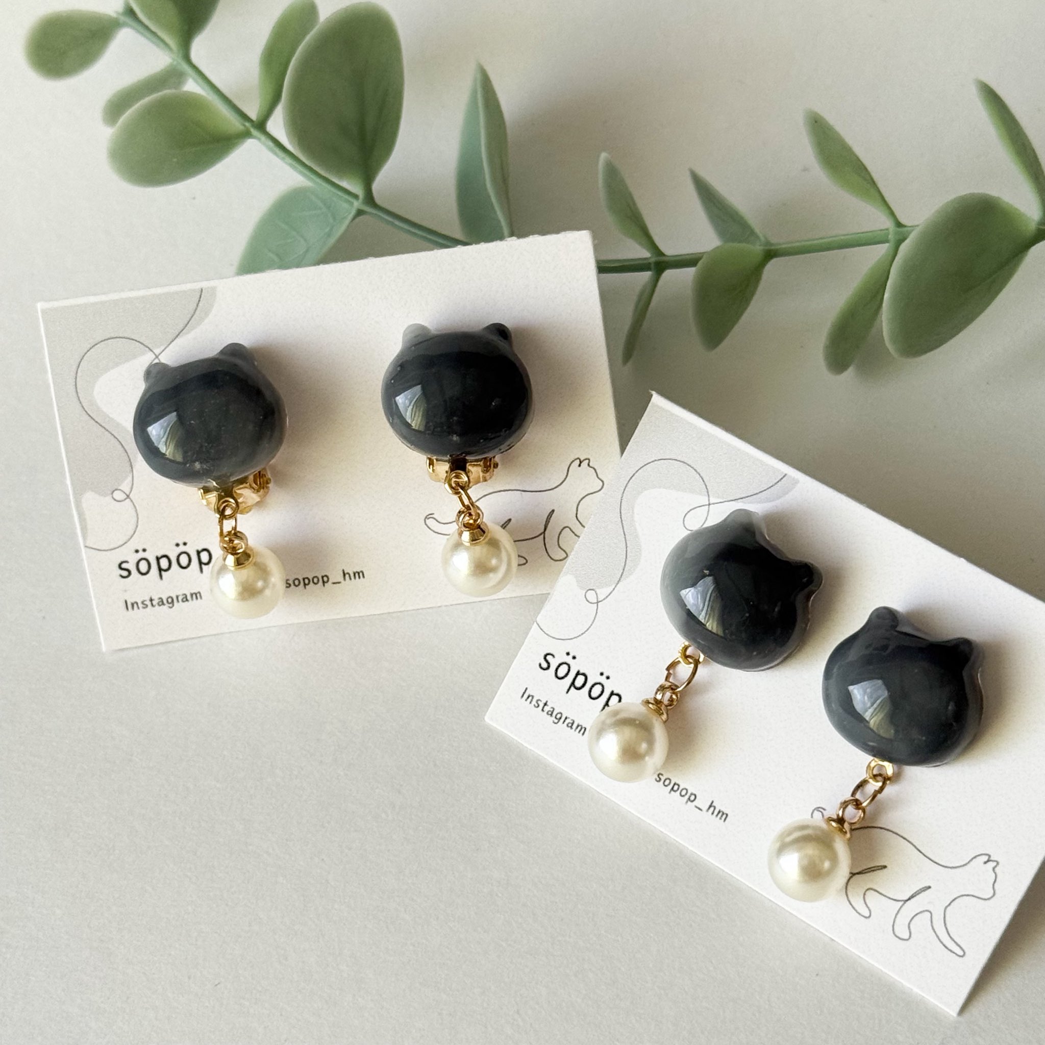 ☆モノトーンが素敵♡お洒落猫ちゃんピアス☆A 猫ピアス - Search / X