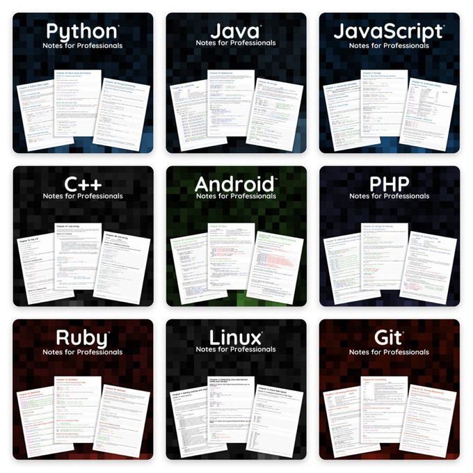 DAIEvolutionHub's tweet image. MOST Beginner Friendly Programming Books
❯ Python
❯ Java
❯ SQL
❯ HTML, CSS, JavaScript
❯ C/C++, DSA
❯ Linux, Git
50+ Subjects - 10000+ Pages
To get: -
1. Follow (So I can DM you )
2. Like & retweet
3. Reply " Send "