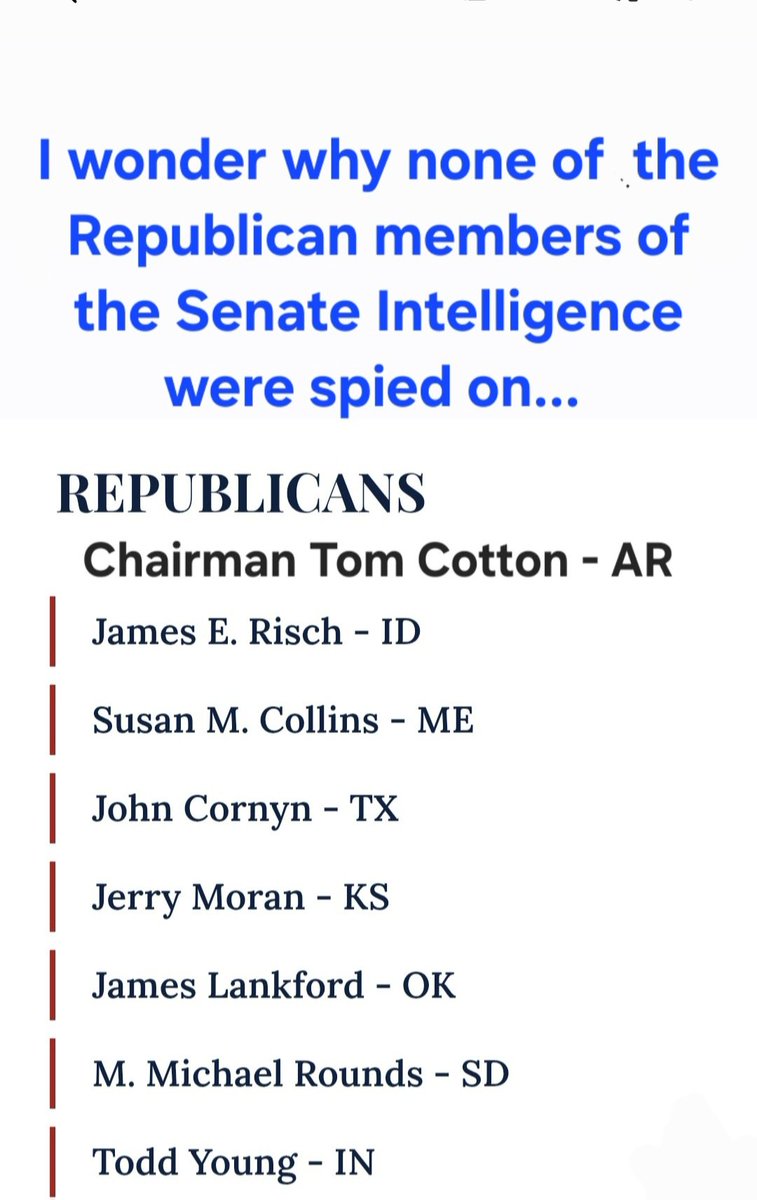 Magnus_Man_03's tweet photo. @TheLastRefuge2 Why weren't a single one of these Republicans spied on? https://t.co/gjHaTyWFs2