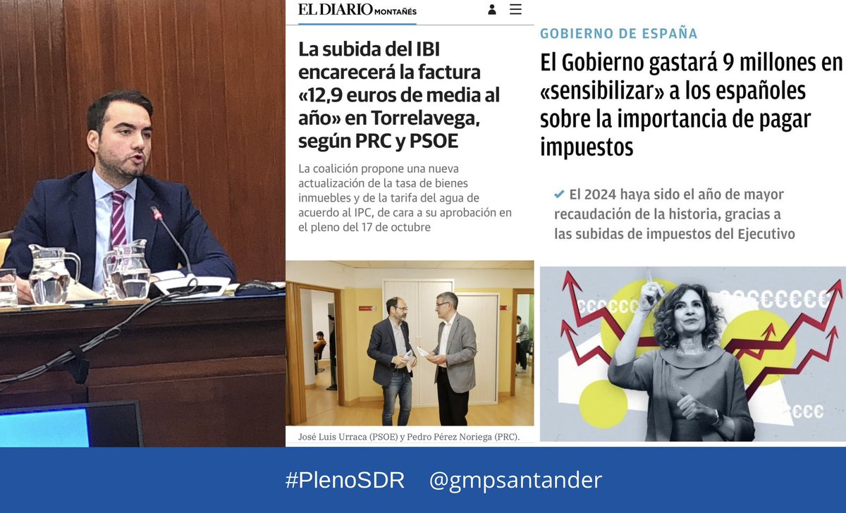 🔵 El concejal de Economía y Hacienda <a href="/garciaruiz_javi/">Javier García Ruiz</a> recuerda en #plenosdr las más de 90 subidas de impuestos del PSOE y <a href="/sanchezcastejon/">Pedro Sánchez</a> o el incremento anunciado ayer por el PRC en Torrelavega
🗯️ Que quede claro quién sube impuestos y quién no👇🏼