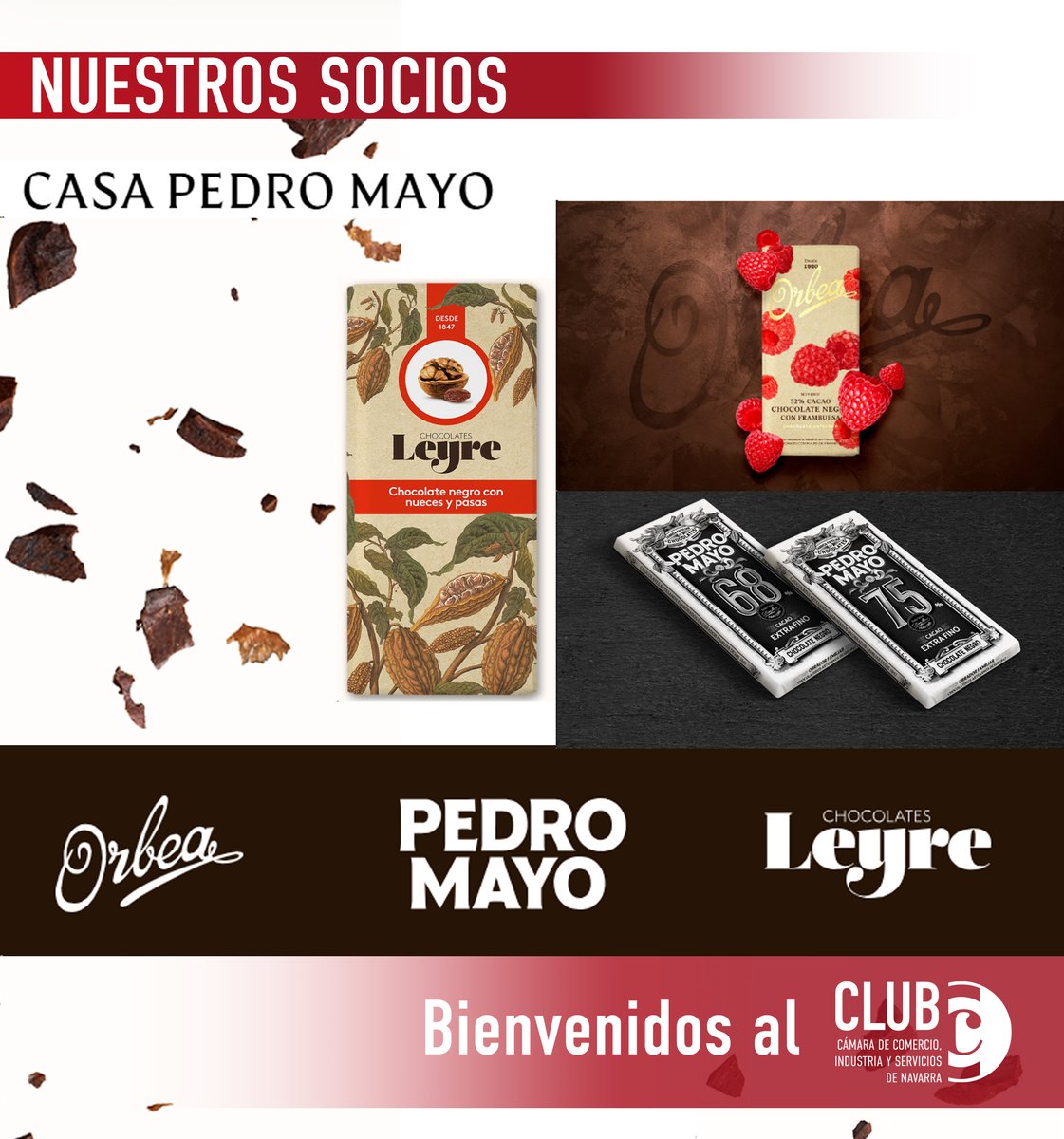 camaranavarra's tweet image. Casa Pedro Mayo es una empresa familiar que se dedica a la fabricación artesanal de chocolate desde 1847. Su actividad se caracteriza por el respeto a la tradición, la apuesta por la calidad y el compromiso con la sostenibilidad. ¡Bienvenidos al Club Cámara! 🤝👋🍫
#socios