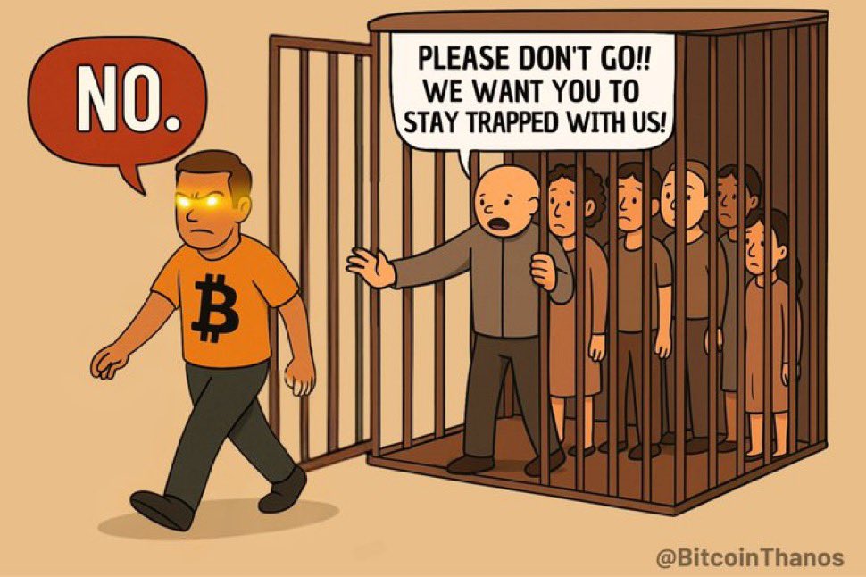 LavishlyDenise's tweet photo. Some people would rather defend the cage than walk out of it. #Bitcoin https://t.co/AnQP0C3XSh