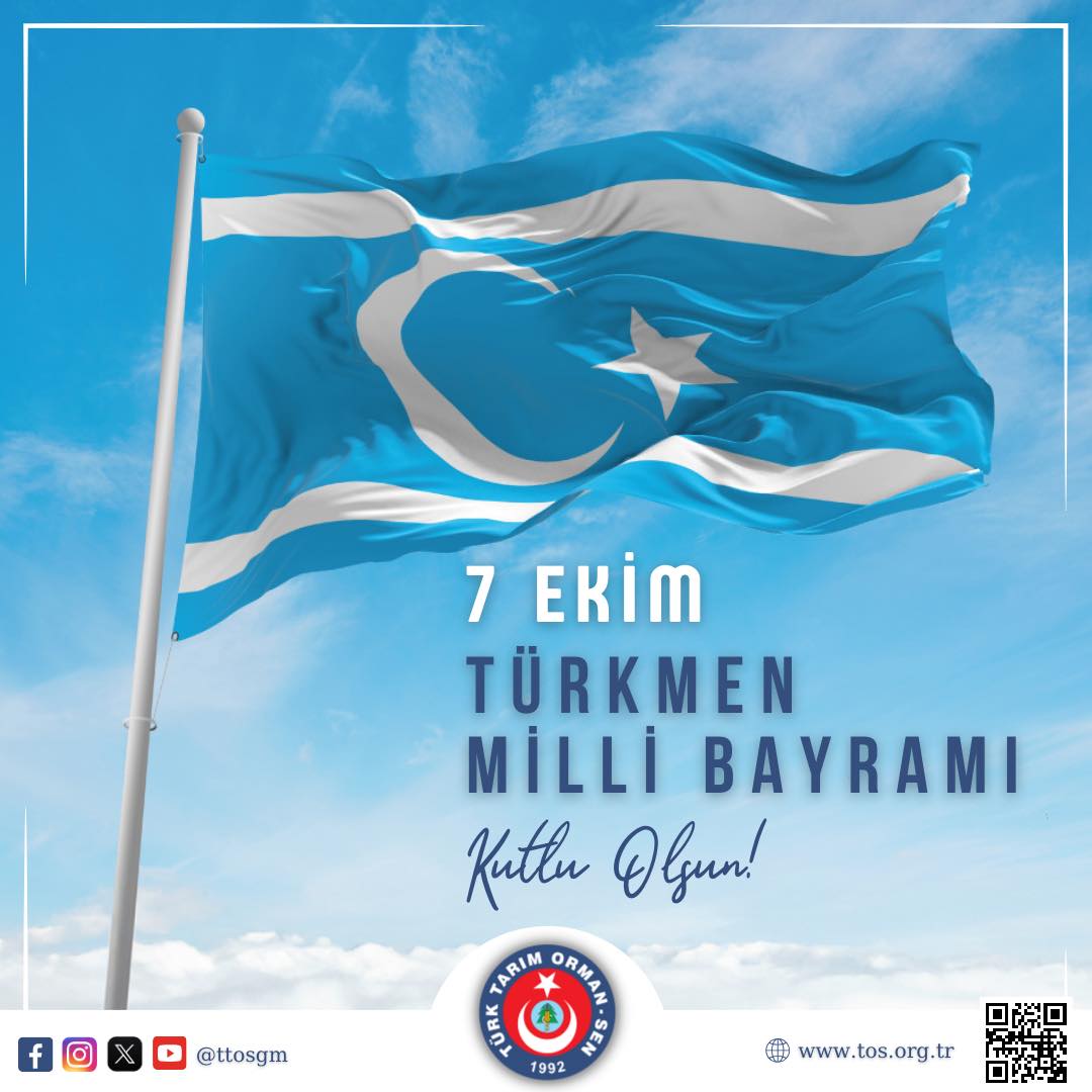 Soydaşlarımız Irak Türklerinin 7 Ekim Türkmen Milli Bayramı kutlu olsun.
<a href="/AhmetDemirciTOS/">Ahmet Demirci</a> 
Genel Başkan
Yönetim Kurulu Adına
