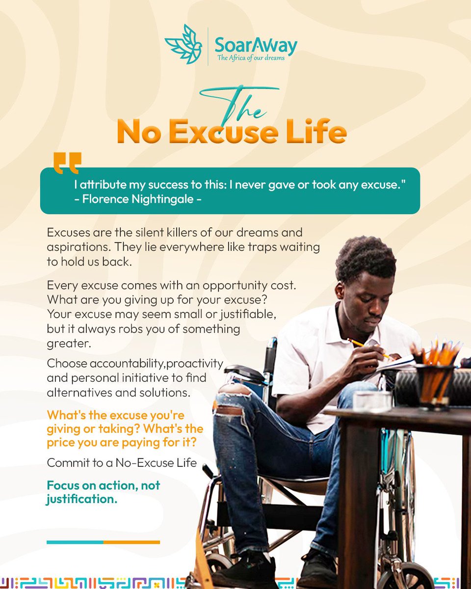 Have you ever wondered what your excuses are costing you? Every excuse is a silent killer that comes with an opportunity cost, robbing us of something greater. Let's choose accountability, proactivity, and personal initiative to find solutions. Commit to a No-Excuse Life!