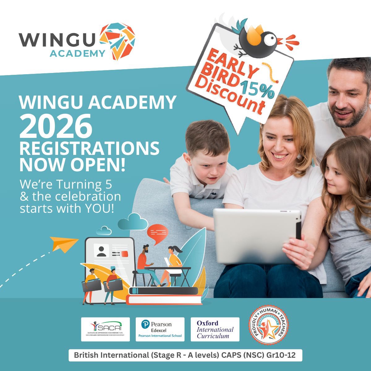 ParentingHub1's tweet image. 🎉 Wingu Academy Turns 5! Celebrate with 15% OFF our Early Bird Birthday Special 🎂 Secure your child’s 2026 place today.

⏰ Closes 31 Oct – Apply now: form.jotform.com/211886891518570

#WinguTurns5 #FutureFocusedLearning