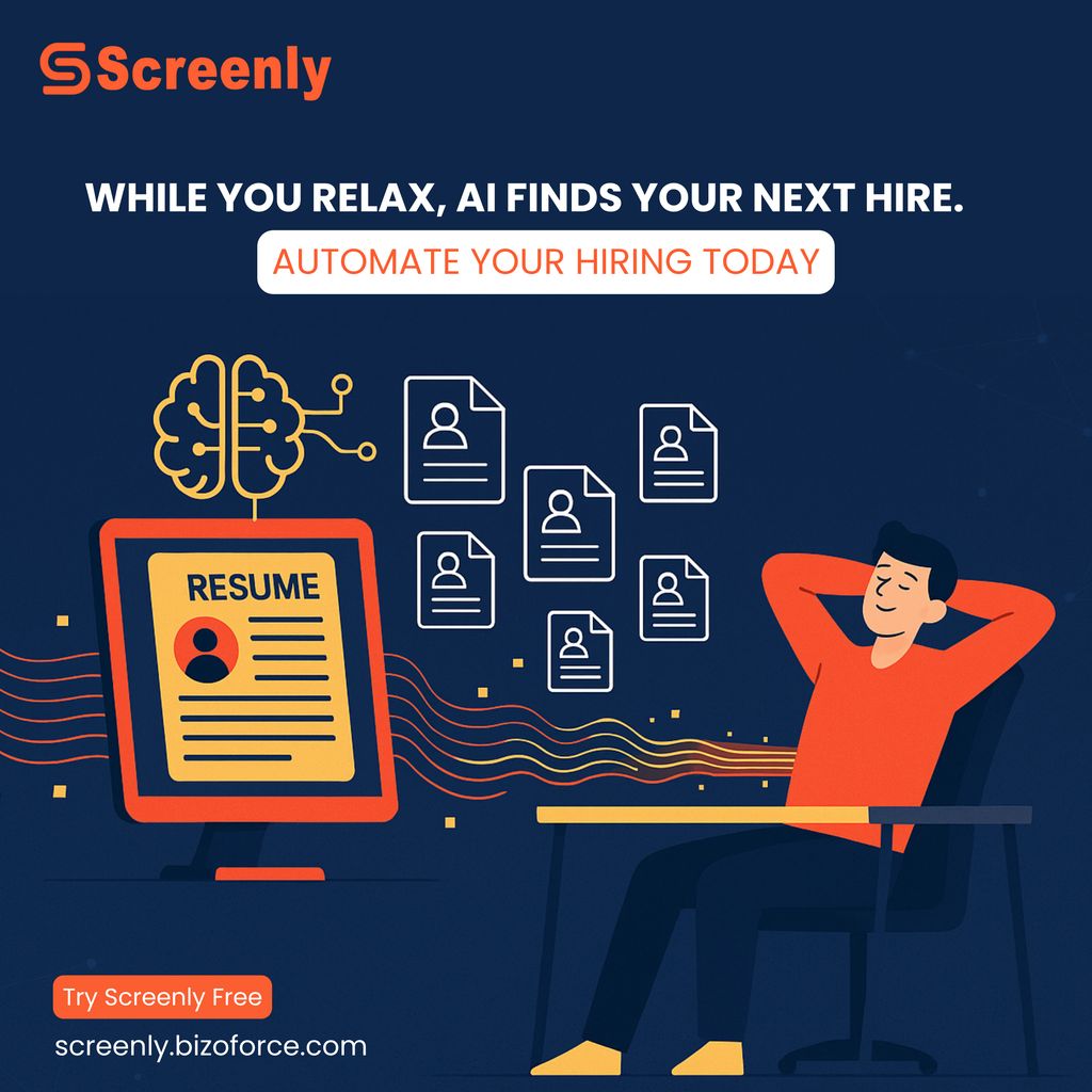Bizoforceinc's tweet image. Sit back and relax while AI finds the perfect hire for you!
Automate your hiring process today with Screenly and make recruitment smarter, faster, and stress-free.

#AIHiring #AutomatedRecruitment #SmartHiring #Screenly #HireWithAI #NextGenRecruitment #FutureOfHiring #WorkSmarter…