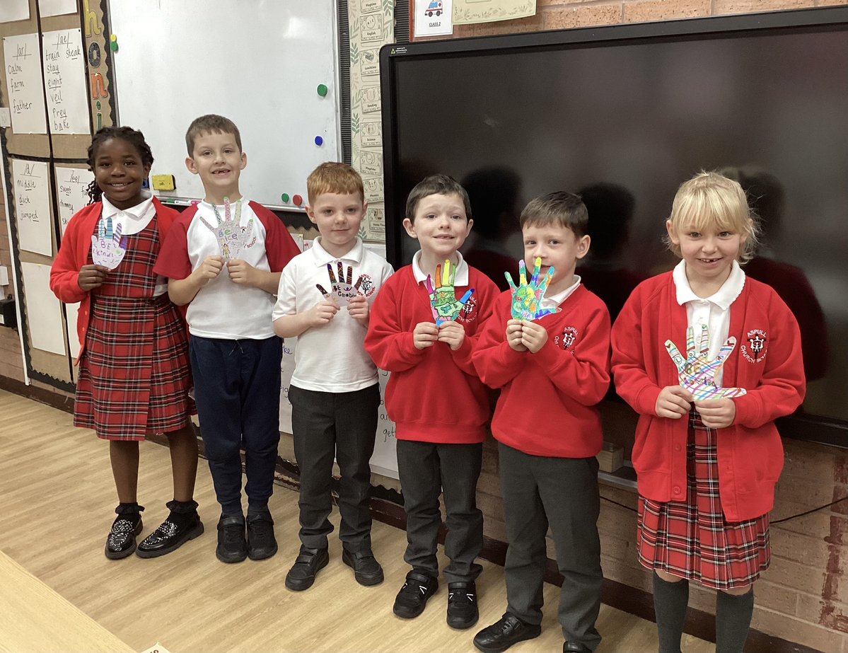 Class2Aspull's tweet image. We enjoyed taking part in the @class6Aspull collective worship about ‘Generosity’ today. These are the helping hands they gave us, to remind us that we can use our hands to help, support and care for others. #acpsworship #generosity