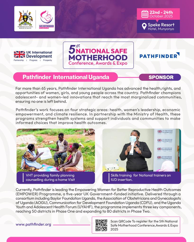 NasmecUG's tweet photo. NSMC 2025 PARTNER SPOTLIGHT 

🌍 For 65+ years, @PathfinderInt has empowered women, girls &amp; youth through health, leadership &amp; resilience

Leading the @UKGovernment-funded #EMPOWER Programme, @PathfinderInt &amp; partners are transforming lives
 https://t.co/n6oq3SBAgZ

#NSMC2025 https://t.co/hlmWQHkivf