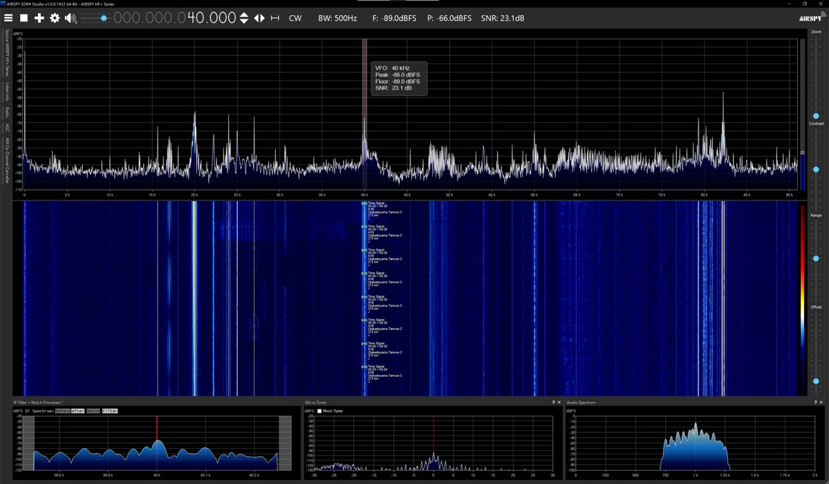 radiosiesta's tweet image. 今しがたのVLF
22.2、25、40、54、60kHzは入感中
21.1kHzは不感です

こんばんは
#VLF 
#Airspy 
#SDRSharp
#YouLoop
#YouTwin