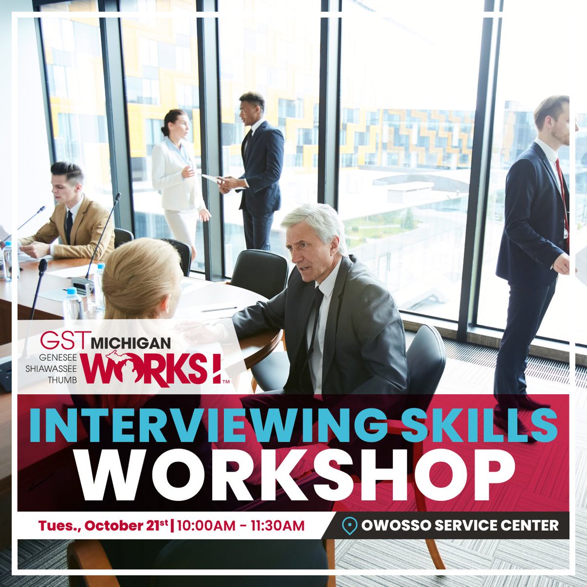 Visit our Owosso Service Center on October 21st between 10 – 11:30 am to learn about the latest interviewing techniques to ace your next interview!

Learn more about this event at gstmiworks.org/interviewing.