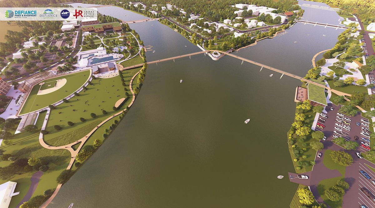 JPR1Source's tweet image. We’re excited to share the final 3D renderings for the Defiance Parks &amp;amp; Riverfront Master Plan! This project has been such a rewarding journey – from early ideas to a thoughtful vision shaped alongside an incredible team and community. #DefianceOH #MasterPlanning #JPRProjects